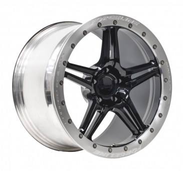 SC1R Beadlock finished in Gloss Black with Brushed beadlock ring